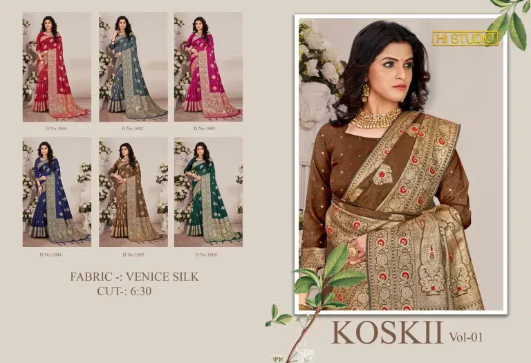 Hi Studio Koskii Vol 1 Saree Sari Wholesale Catalog 6 Pcs 6